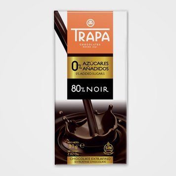 Шоколад 80г без цукру TRAPA 0% чорний 80% 00-00000346 фото