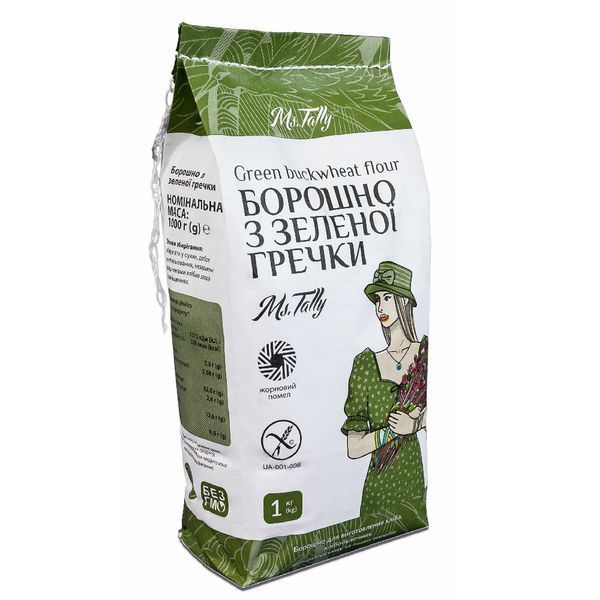 Борошно з зеленої гречки 1 кг 4820216950076 фото