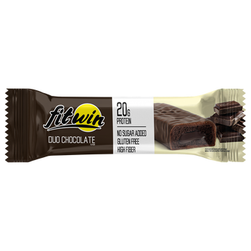 Батончик протеїновий FitWin Duo Chocolate з начинкою без цукру, 60 г 10029 фото