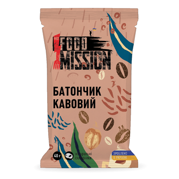 Батончик кавовий Food Mission без цукру, 40 г 10032 фото