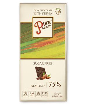 Шоколад чорний Pure Delight з мигдалем без цукру, 90 г 10041 фото
